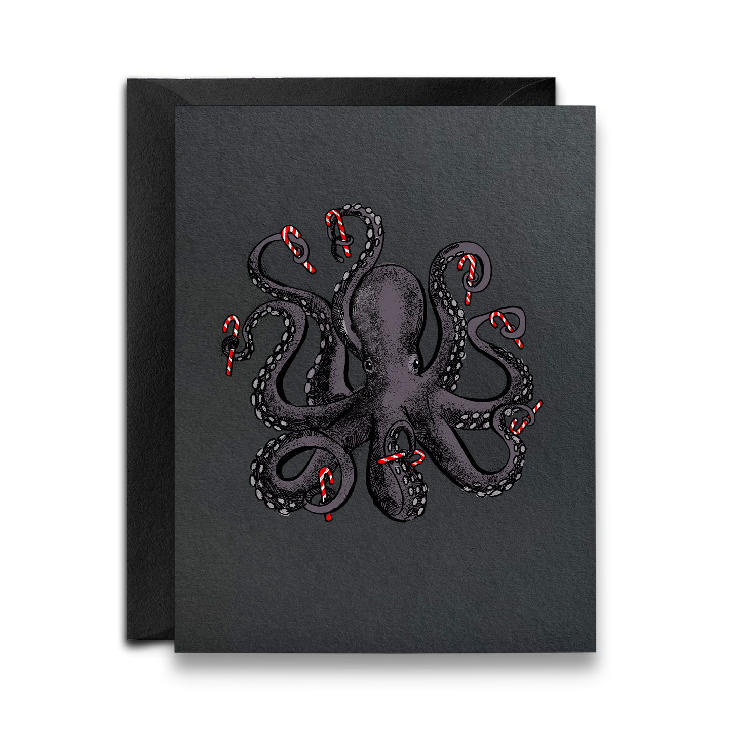 Candycane Octopus Greeting Card