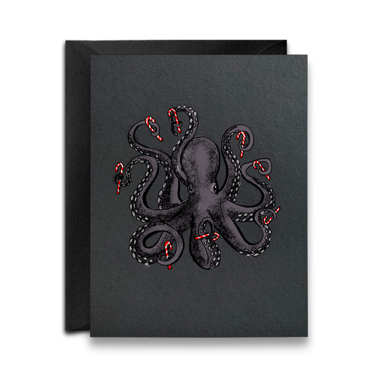 Candycane Octopus Greeting Card