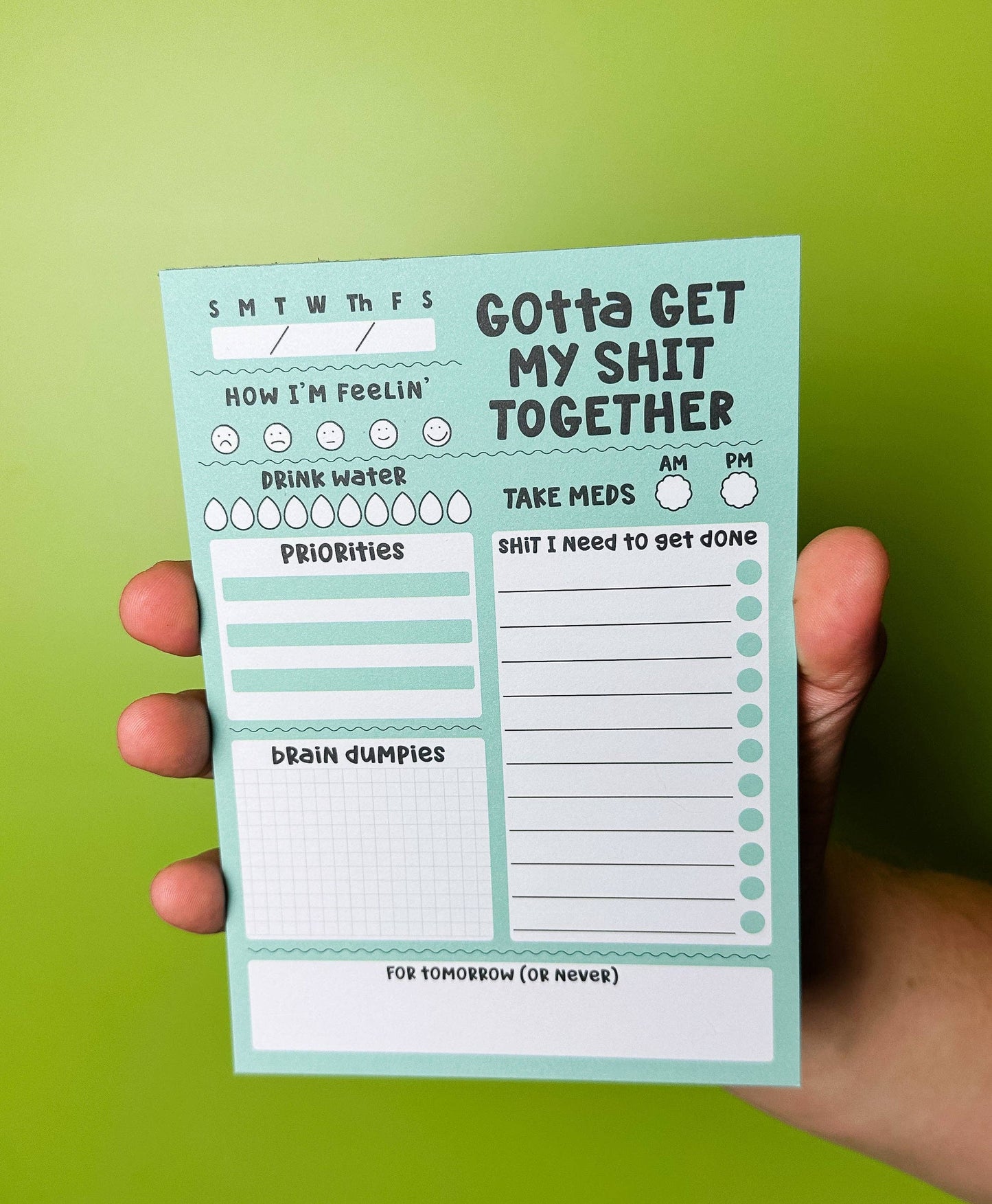 Gotta Get My Shit Together Notepad - Funny - Cheeky - Adult - Sassy - Unfiltered - Sarcastic - Relatable - Snarky Today I Will Not Procrastinate Notepad - Funny - Cheeky - Adult - Sassy - Unfiltered - Sarcastic - Relatable - Snarky - Motivational