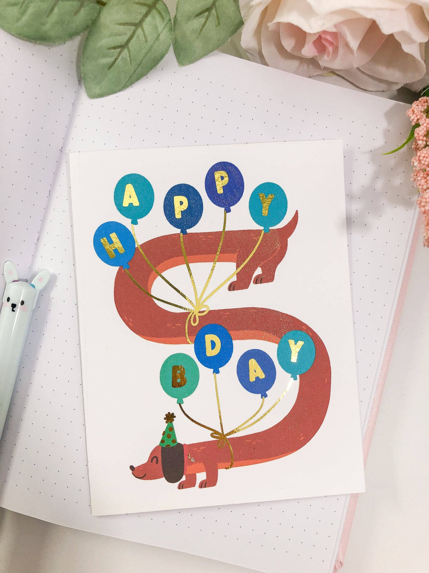 Birthday Balloons Dachschund Greeting Card