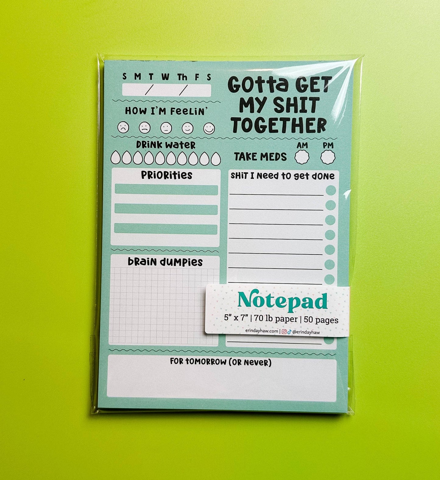 Gotta Get My Shit Together Notepad - Funny - Cheeky - Adult - Sassy - Unfiltered - Sarcastic - Relatable - Snarky Today I Will Not Procrastinate Notepad - Funny - Cheeky - Adult - Sassy - Unfiltered - Sarcastic - Relatable - Snarky - Motivational