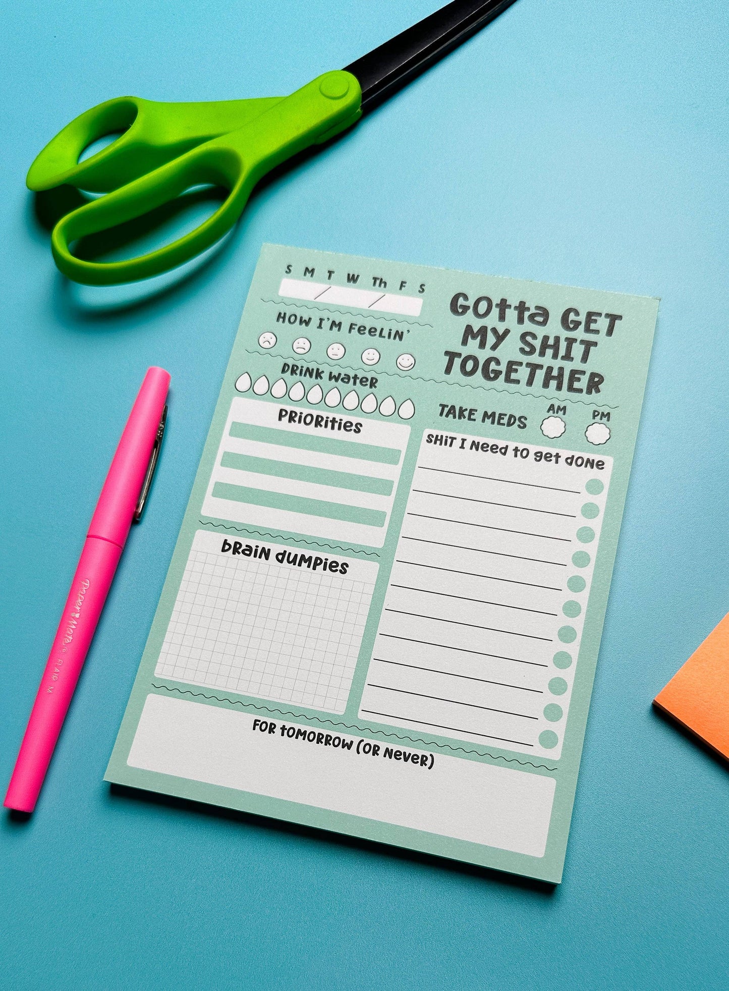 Gotta Get My Shit Together Notepad - Funny - Cheeky - Adult - Sassy - Unfiltered - Sarcastic - Relatable - Snarky Today I Will Not Procrastinate Notepad - Funny - Cheeky - Adult - Sassy - Unfiltered - Sarcastic - Relatable - Snarky - Motivational