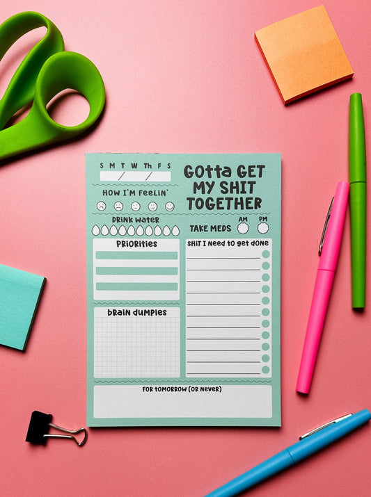Gotta Get My Shit Together Notepad - Funny - Cheeky - Adult - Sassy - Unfiltered - Sarcastic - Relatable - Snarky Today I Will Not Procrastinate Notepad - Funny - Cheeky - Adult - Sassy - Unfiltered - Sarcastic - Relatable - Snarky - Motivational