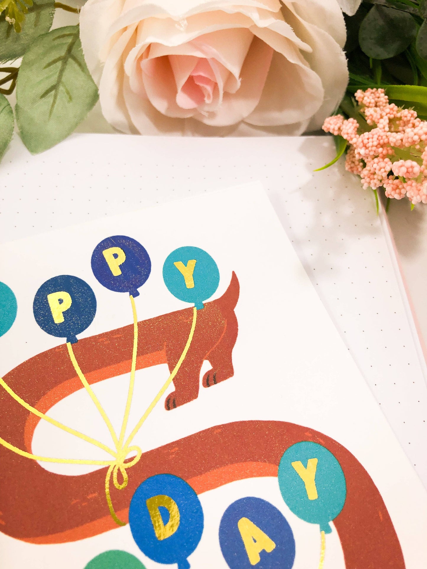 Birthday Balloons Dachschund Greeting Card