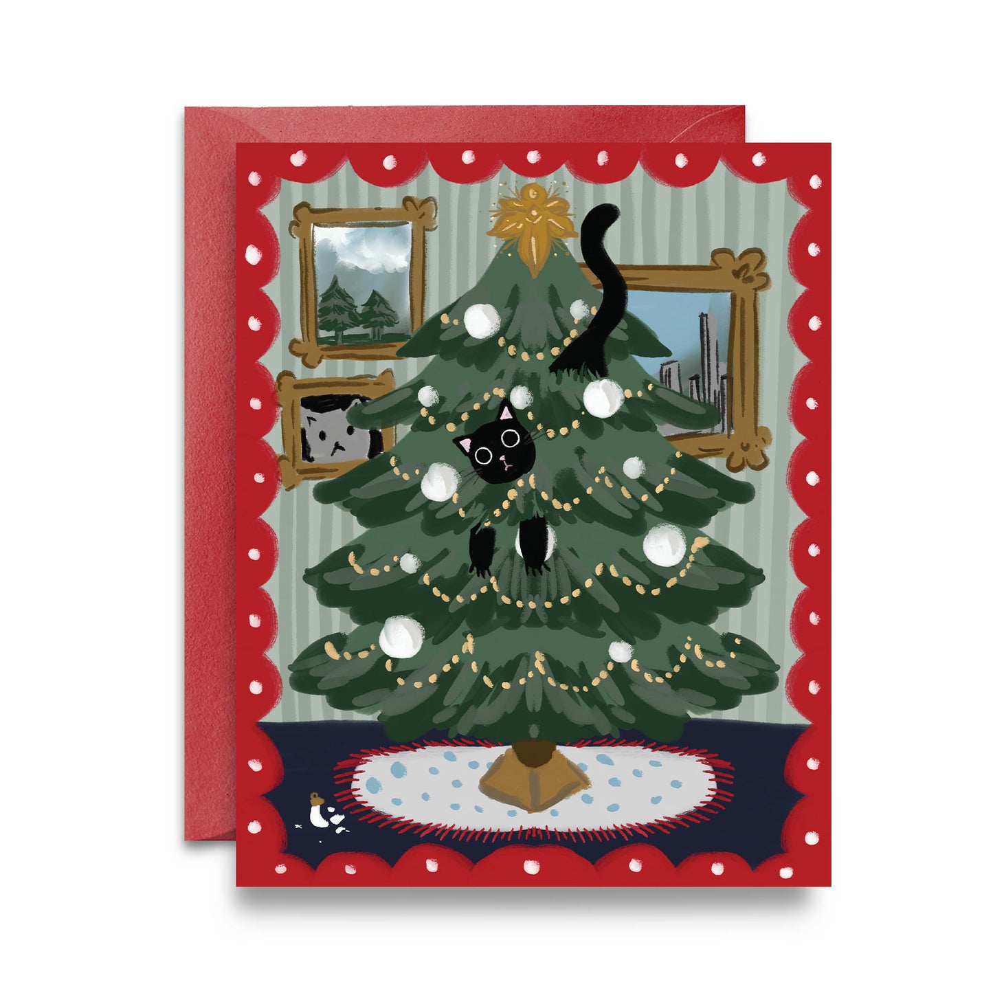 Christmas Chaos Cat Greeting Card