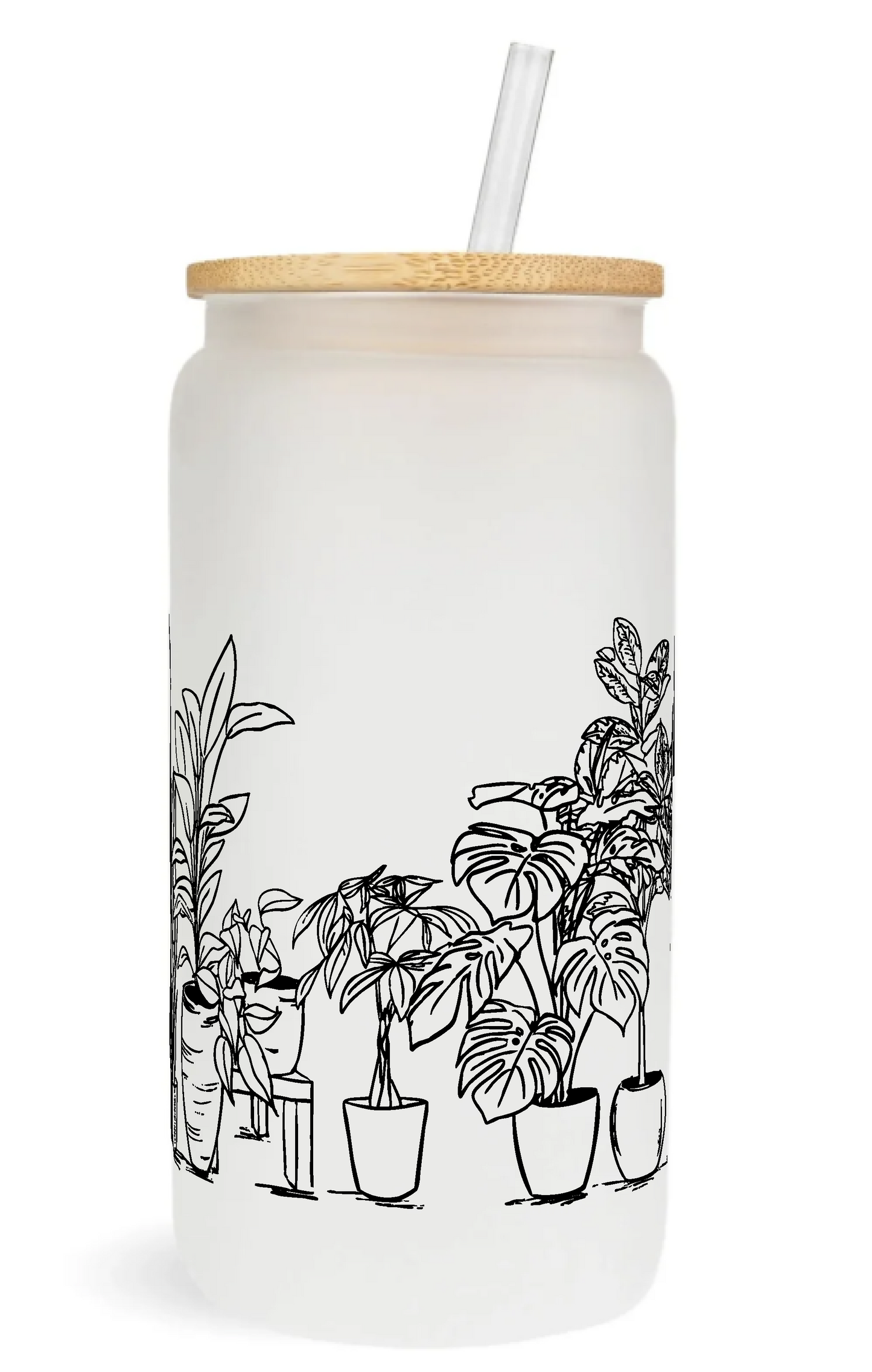 Sketched Plants Glass Can