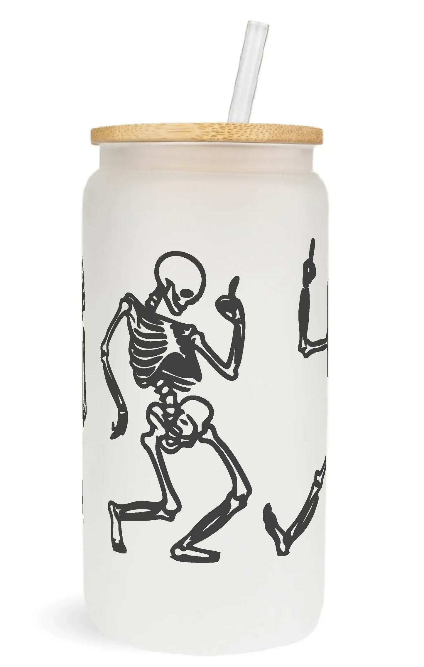Dancing Skelly Glass Can