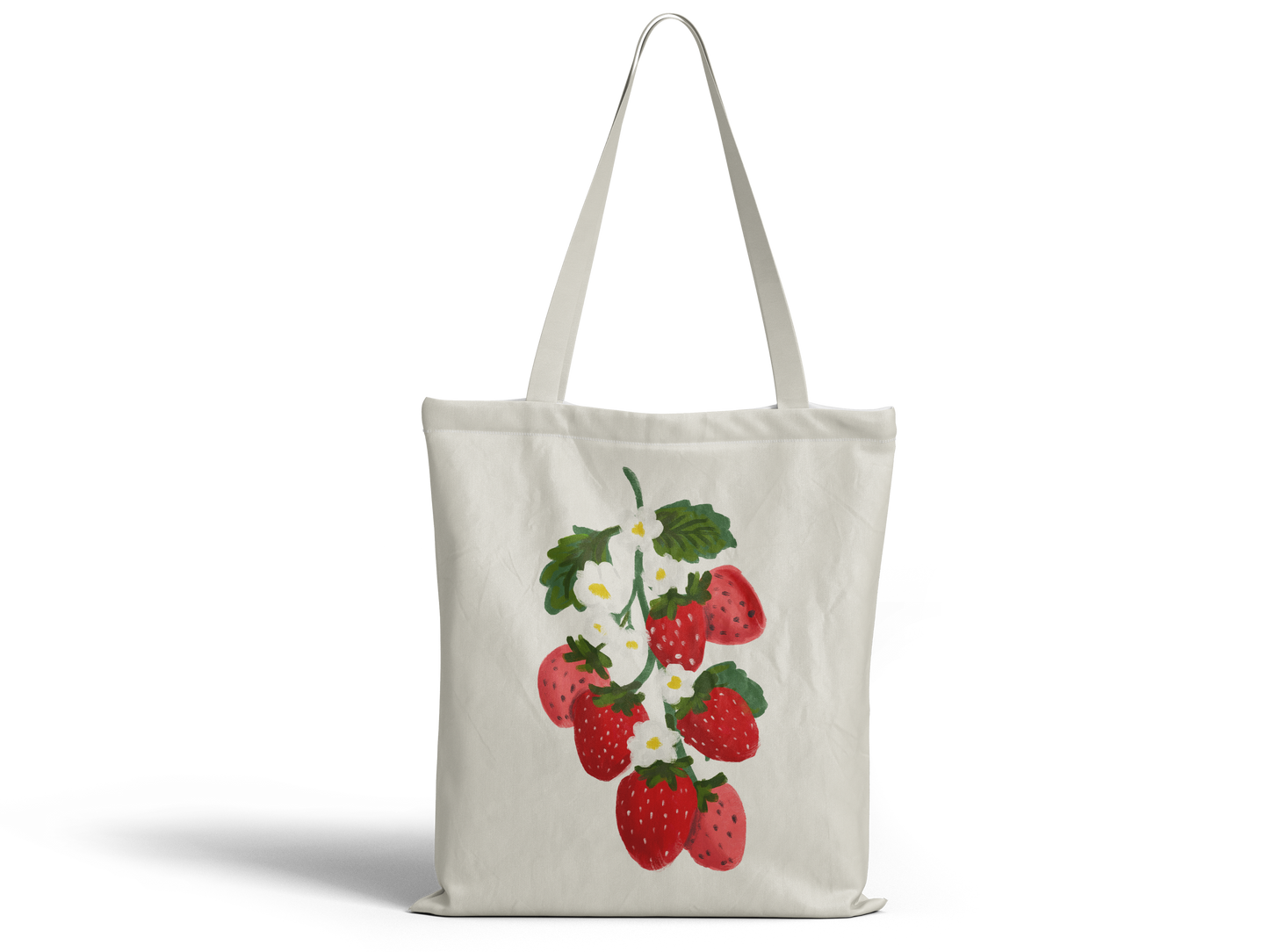 Strawberry Floral Cotton Tote Bag